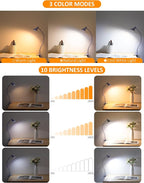 LiFMIRA Desk Lamp Clip on Lamp for Bed Headboard LED Reading Light for Bed, 3 Colors 10 Dimmable Brightness, Book Light for Reading in Bed Flexible Neck Clip on Light Clamp Lamp for Bed Desk(Purple)