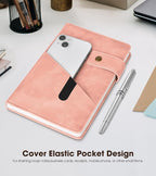 vfaejll Pink A5 Lined Leather Journal Notebook for Men Women,5.9" X 8.4" Personalized Hardcover Journal with Pen,200 Pages 100 Gsm Thick Ruled Paper Daily Diary for Travel,Business,Work,Writing