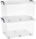 Superio Storage Bins with Lids, Clear Plastic Containers for Organizing, Stackable Totes, BPA Free, Odor Free, Organizer Boxes for Home, and Dorm (2 Pack, 44 Quart)