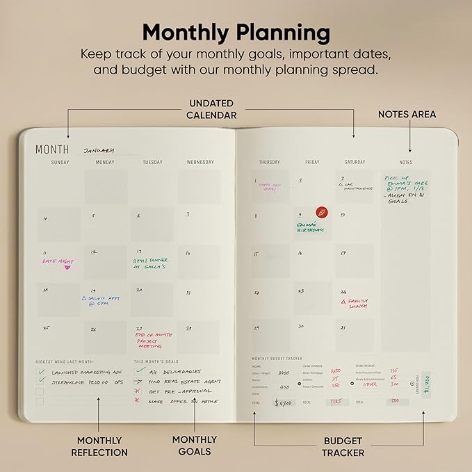 Undated, 2026 Planner, 8.5" x 11" - The #1 Productivity Planner to Achieve Your 2026 Goals - Planner 2026-2027 by PRODUCTIVITY STORE (A4, GREY)