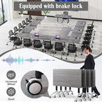 Conference Table,55.1''Folding Conference Room Table for 4-12 People,Mobile Flip Top MeetingTraining Table with Different Coulor and Styles for Offices, Classrooms,Meeting Room (2, 61''F)