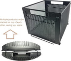 SETTFRFE Letter Size Hanging File Folder Organizer,Metal Filing Crate,File Basket for Hanging File,Black (Perforated metal plate)