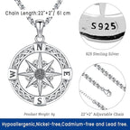 Compass Necklace for Women Men 925 Sterling Silver Pendant Urn Necklaces for Ashes Picture Locket Necklace Anchor Necklace Viking Necklace Crystals CZ Moonstone Abalone Shell Turquoise Compass Jewelry