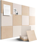 Large Felt Bulletin Board 48" X 36" Large Cork Board Alternative-12 Pack with 70 Safe Removable Adhesive Tabs, Cork Boards for Walls Cork Board for Home Office Classroom Pin Board-Oatmeal & Deep Camel