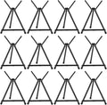 Xinnun 12 Pcs Aluminum 15'' to 21'' High Tabletop Easel Display Adjustable Portable Tripod Desktop with Extension Arm Wings and Rubber Feet for Canvas, Paintings Suitable for School Studio(Black)