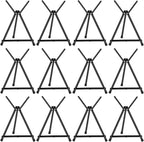 Xinnun 12 Pcs Aluminum 15'' to 21'' High Tabletop Easel Display Adjustable Portable Tripod Desktop with Extension Arm Wings and Rubber Feet for Canvas, Paintings Suitable for School Studio(Black)