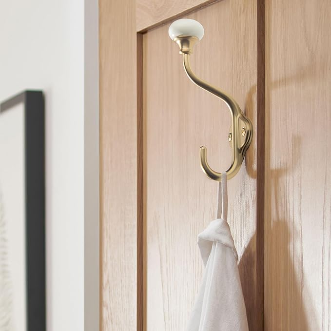 TUNNY Coat Hooks - 3 Pack Champagne Bronze Towel Hooks Robe Hooks Decorative Wall Hooks for Bathroom Bedroom Kitchen Towel Robe Clothes Cabinet Closet Bathroom Hardware