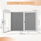 Enclosed Bulletin Board with Locking Door, Outdoor Bulletin Board Weatherproof, Lockable Display Case for Home, Office, and Community Use(31.5" L x 43.3" W Gray)