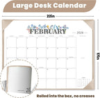 2026 Desk Calendar - 18 Month Desktop Calendars (Jan 2026–Jun 2027),Large 22x17 Monthly Calendar with Home & Office Floral Desk Pad Calendars (Apricot, 22*17)