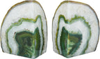 Nature's Decorations Agate Bookends - A Quality Green Geode with Non-Skid Rubber Bumpers for Shelves, Office, Home Decor, Heavy Duty Cute Stone (2-3 LB)