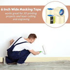 Fainne Masking Tape Bulk General Purpose Masking Painting Tape 55 Yards for Painting Home Office School Stationery Arts Crafts Basic Use, Easy Removal(3 Rolls,6 Inch)