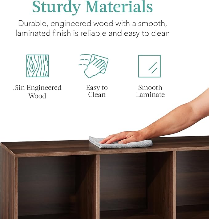 Best Choice Products 6-Cube Storage Organizer, 11in Shelf Opening, Bookcase, Display Shelf, Customizable w/ 3 Removable Back Panels – Walnut