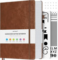OFFIGIFT Bullet Dotted Journal Notebook, 312 Numbered Pages A5 Hardcover Dotted Notebooks, 100gsm No Bleed Paper Dot Grid Notebook with Index Pages, Dot Journal for Women Men, 5.75" x 8.38", Brown