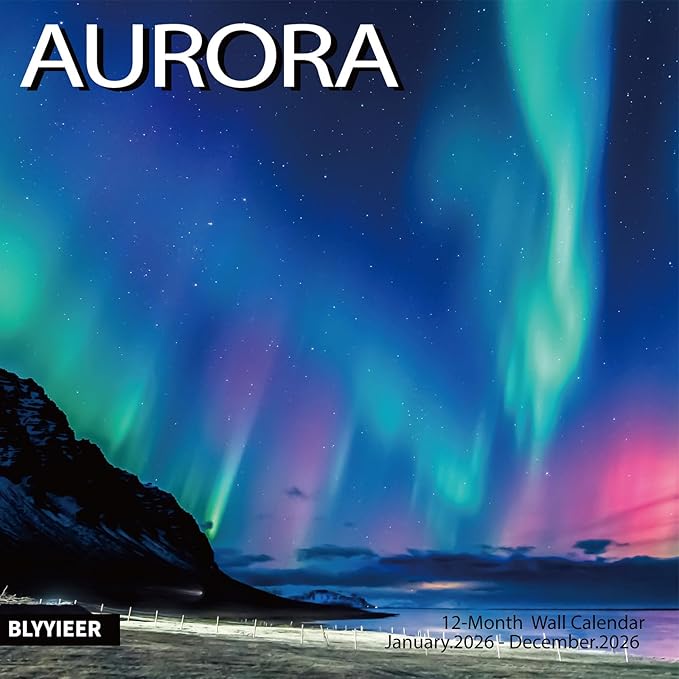 2026 Wall Calendar, Aurora Wall calendar 2026, 12" x 24" Opened, Thick Glossy Paper, Home and Office Organizer