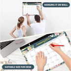 2026 Desk Calendar, 18 Monthly Calendar Runs from January 2026 to June 2027, Large 17" x 12" Desktop/Wall Calendars Easy Scheduling & Notes, Ideal for School, Home and Office - Vintage Floral