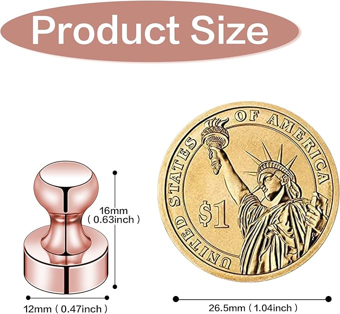 LOVIMAG Fridge Magnets 20Pcs Refrigerator Whiteboard Small Strong Magnet Classroom Kitchen Accessories Decorative Locker Set Decor Must Haves Office Calendar Refrigerador Magnetic Cute Rose Gold