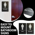 USA Made - Men's and Women's Restroom Signs ADA-Compliant Bathroom Door Signs for Offices, Businesses, and Restaurants, Black