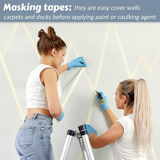Fainne Masking Tape Bulk General Purpose Masking Painting Tape 55 Yards for Painting Home Office School Stationery Arts Crafts Basic Use, Easy Removal(45 Rolls,0.8 Inch)