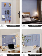 Fluxynara Felt Bulletin Board Tiles -28"x18" with 40 Adhesive Tabs, Cork Board Alternative for Office Decor, Push Pin Board Wall Organizer 6-Pack(Soft Periwinkle)