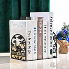 Personalized Name Book Ends Metal, Heavy Duty Bookends for Shelves Decorative, Dinosaur Non-Slip Book Stopper, Home Office Desk Modern Bookshelf Decor, Customized Gifts Color06