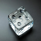 QFkris 2.2" Glass Dice Paperweight Glass Art Dice Figurine Paper Weights for Desk
