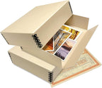 Lineco Museum Archival Storage Box, 8.75x10.75x3 in. Drop Front Design. Acid-Free with Metal Edge. Organize Photos, Pictures, Prints, Documents, Crafts, DIY. Tan, 2 Pack