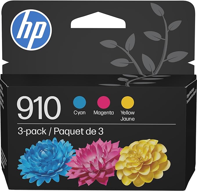 HP 910 Cyan, Magenta, Yellow Ink Cartridges Printers (3-Pack) | Works with Printer Series: OfficeJet 8010, 8020 Series, OfficeJet Pro 8020, 8030 | Eligible for Instant Ink | 3YN97AN, Pack of 24