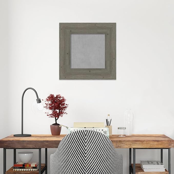 Amanti Art Grey Framed Magnetic Board 19x19 X-Small Vision Board for use with Magnets, 100% Metal Sheet to Display Items as Office Decor or for Home Organization in mudroom, Kitchen or Kids Room