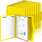 Skyygemm 24 Pcs Classification Folders Letter Size, 1 Divider Pressboard File Folder with Fasteners, Expanding File Organizer Bulk for School Teachers, Office Employee, Coworker, Staff (Yellow)