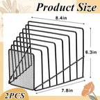 2 Pcs 7 Section Incline File Sorter Metal Wire Mesh File Rack for Desktop Letter Sorter for Magazine Folder Book Organizer Home Office School Paper Mail Desk Storage Holder (Black)