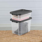 Sterilite 12-Pack Modular Stacker Box, Durable Clear Plastic Storage Bins with Latching Lids, 30 Quart - Stackable Organizing Container Boxes for Closet, Bathroom, and Office