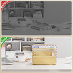 Marbrasse Mail Organizer for Desk, 3-Slot Mesh Metal Mail Holder countertop, Letter Holder, Office Desktop Envelope and Document Storage Rack (Gold)