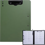 FRETONBA Clipboard Folder, A4 Foldable Clipboard with Horizontal and Vertical Double Metal Clips, 360 Degree Foldable Binder Clipboards with Pen Holder, File Cover Work Folder Clipboards, Green