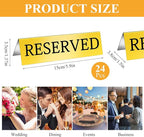 Aemygo 24 Pcs Metal Reserved Table Signs, Golden Table Top Reserved Sign for Restaurants, Double Sided Tent Guest Reservation Table Seat Sign for Wedding, Party, Ceremony, Events(5.91" x 3.15")