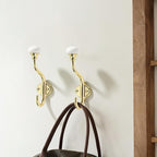 TUNNY Coat Hooks - 5 Pack Polished Gold Towel Hooks Robe Hooks Decorative Wall Hooks for Bathroom Bedroom Kitchen Towel Robe Clothes Cabinet Closet Bathroom Hardware