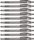 Personalized With your Custom Logo or Text Pens-Pack of 300- for Marketing, Parties, and Events, 2 in 1 Capacitive Stylus & Ballpoint Pen Compatible With Touchscreen Devices, Black Ink, Grey Pens