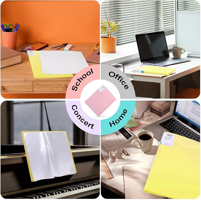 Phyxin Portfolio Binder, 20-Pocket Portfolio Folder 8.5" x 11", Displaying 40 Page Binder with Plastic Sleeves, Plastic Folders for Women & Men, Students, Teachers, Yellow