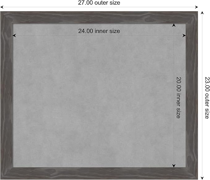 Amanti Art Grey Framed Magnetic Board 23x27 Medium Vision Board for use with Magnets, 100% Metal Sheet to Display Items as Office Decor or for Home Organization in mudroom, Kitchen or Kids Room