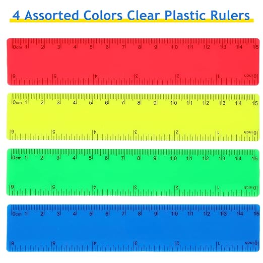 Zonon 500 pcs Rulers Bulk Plastic Flexible Straight Rulers with Inches and Centimeters First Day of School Gift for Students Back to School Office Supplies (Opaque Bright Color,6 Inch)