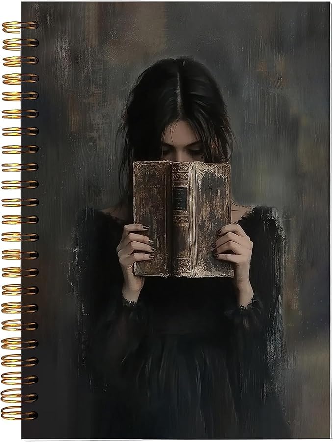 Gothic A5 Hardcover Spiral Notebooks - Dark Academia Goth Girl Witchy Journals for Daily Writting Note Taking, Black Vintage Notebook Journalling Witchy Gifts for Women/ Teens/ Students/ Book Lover