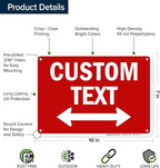 Custom Arrow,Custom Directional Sign, Two way Arrow,7x10 Inches, 55 mil thick HDPE (high density polyethylene) Made in USA by My Sign Center