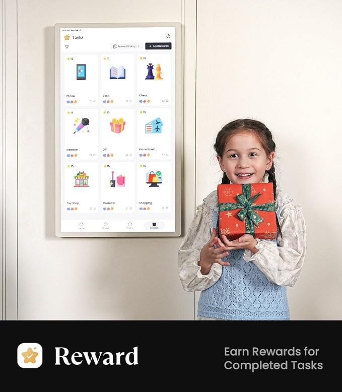 Cozyla Digital Calendar+ 2: 32’’ 4K Wall Planner Touch Screen Chore Chart Customize Dashboard Smart Electronic Calendar for Family Schedules Meal Planner Support Any Google Play App Wall Mount White