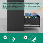 Letaya 5 Drawer File Cabinet with Lock,Metal Lateral Filing Cabinets for Home Office Hanging Files Letter/Legal/F4/A4 Size(Black-Requires Installation)