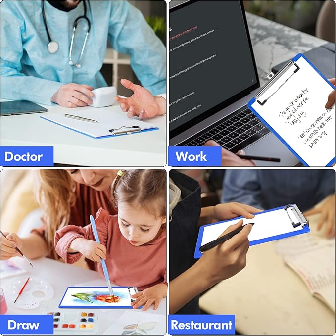 TFDLCG zm 6 PCS Clipboards Bulk with Pen Holder,Standard A4 Letter Size,Plastic Clip Boards 8.5x11 Heavy Duty,Low Profile Clipboard for Men Kids Teacher,Office School Home Work,Blue