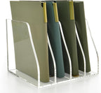 AIMOLLY Acrylic Magazine File Holder, 4 Vertical Compartments Desk Document Sorter Organizer, Clear Folder Rack Binder for Office/Home/Classroom, for Documents, Tablet, Magazines, Books & Accessories