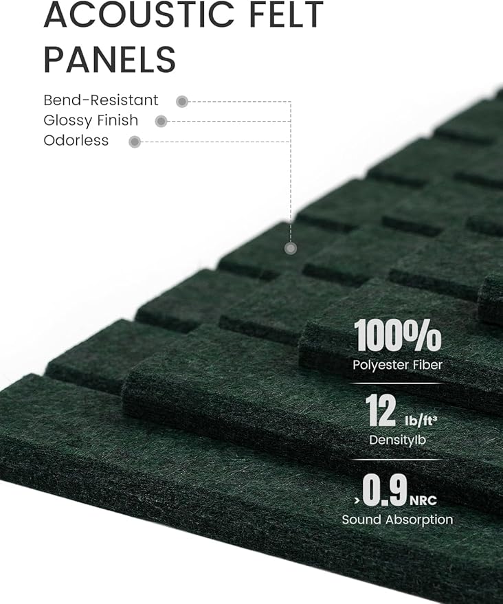 Fluxynara Large Felt Bulletin Board 48" x 36" Cork Board Alternative-12 Pack with 70 Safe Removable Adhesive Tabs, Cork Boards for Walls Cork Board for Home Office Classroom Pin Board- Pine Green