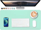 SUJAYU Dual Sided PU Leather Desk Pad, Mouse Pad, Office Desk Mat, Non-Slip Laptop Desk Pad, Waterproof Desk Writing Pad for Office and Home (23.6" x 11.8", Green+Blue)