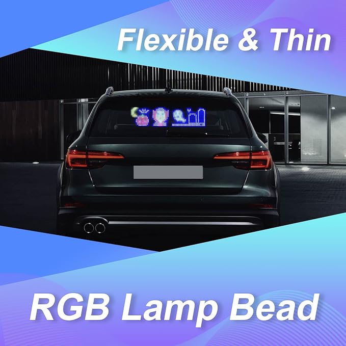 GOTUS Programmable LED Sign,Scrolling Flexible Digital Signs,LED Car Sign,Control by Bluetooth APP Control,DIY Design Text, Patterns, Animations