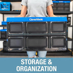 CleverMade Collapsible Storage Bins - Ocean 3 Pack 46L / 12 Gal holds 66 lbs - Stackable Containers Heavy Duty Capacity Crates Space-Saving