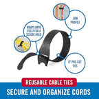 VELCRO Brand 150 Pack Reusable Cable Ties, 8". Valentine Gifts for Tech Lovers. Cord Organizer & Wire Management. Replace Zip Ties, Reduce Waste